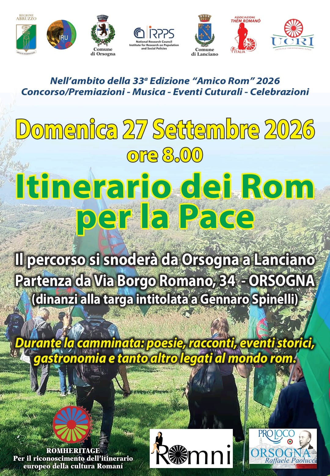Itinerario dei Rom per la Pace, 33ª edizione 2026